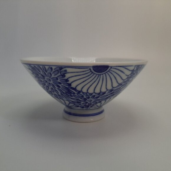Vintage Otagiri Blue White Floral Ceramic Rice Bowl - Picture 1 of 16